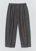 Pleated Linen Cotton Twill Trousers | Navy/Ecru