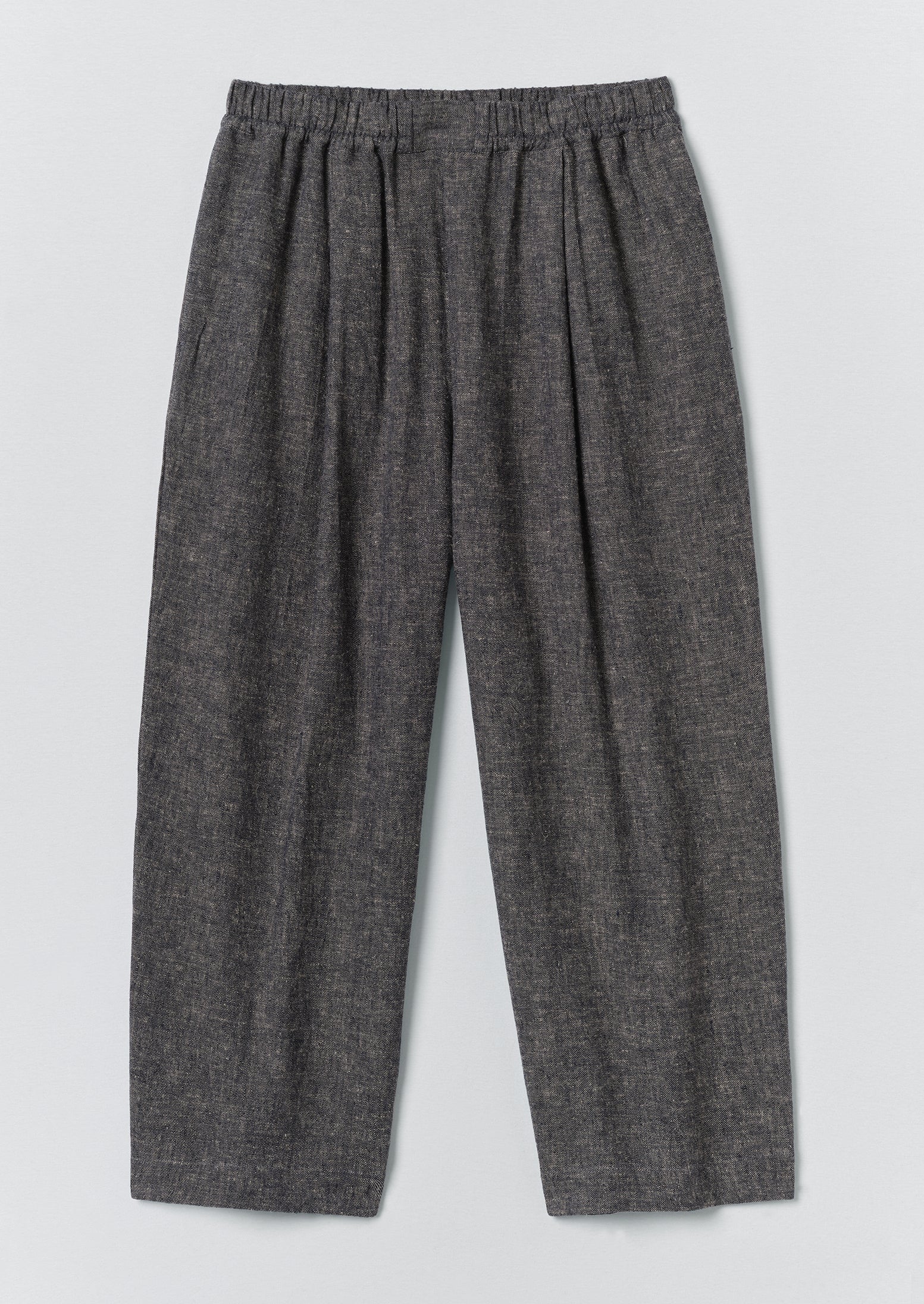 Pleated Linen Cotton Twill Trousers | Navy/Ecru