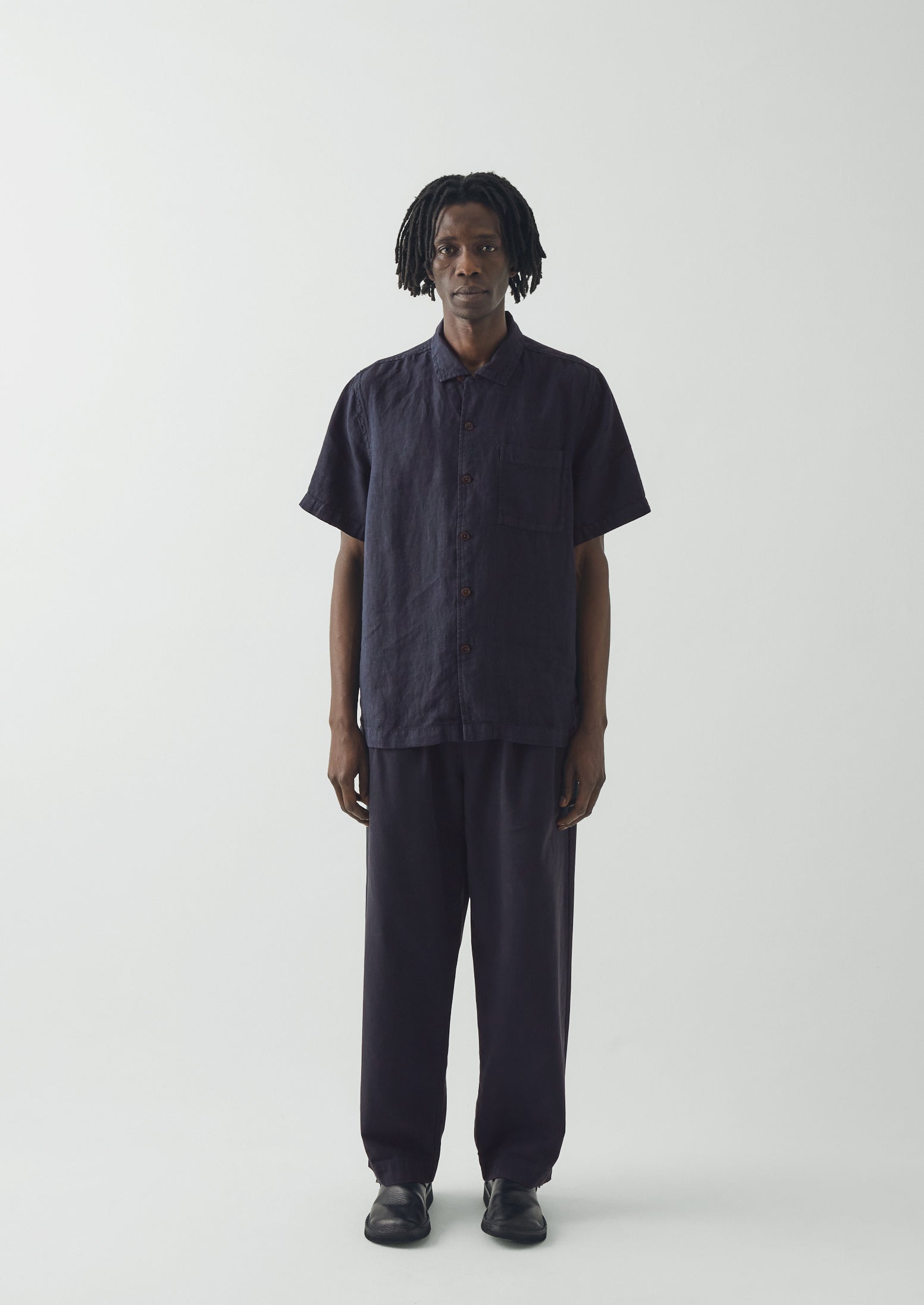 Linen Short Sleeve Shirt | Slate