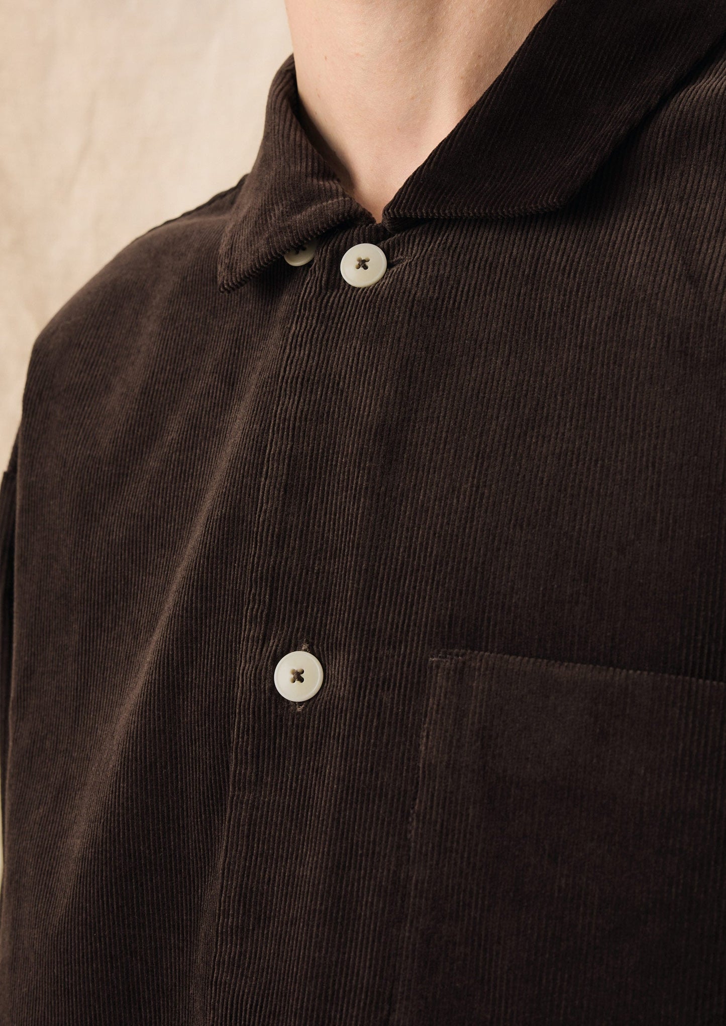 Organic Cord Smock Popover Shirt | Bitter Chocolate