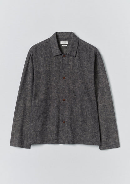 Relaxed Linen Cotton Shirt | Navy/Ecru