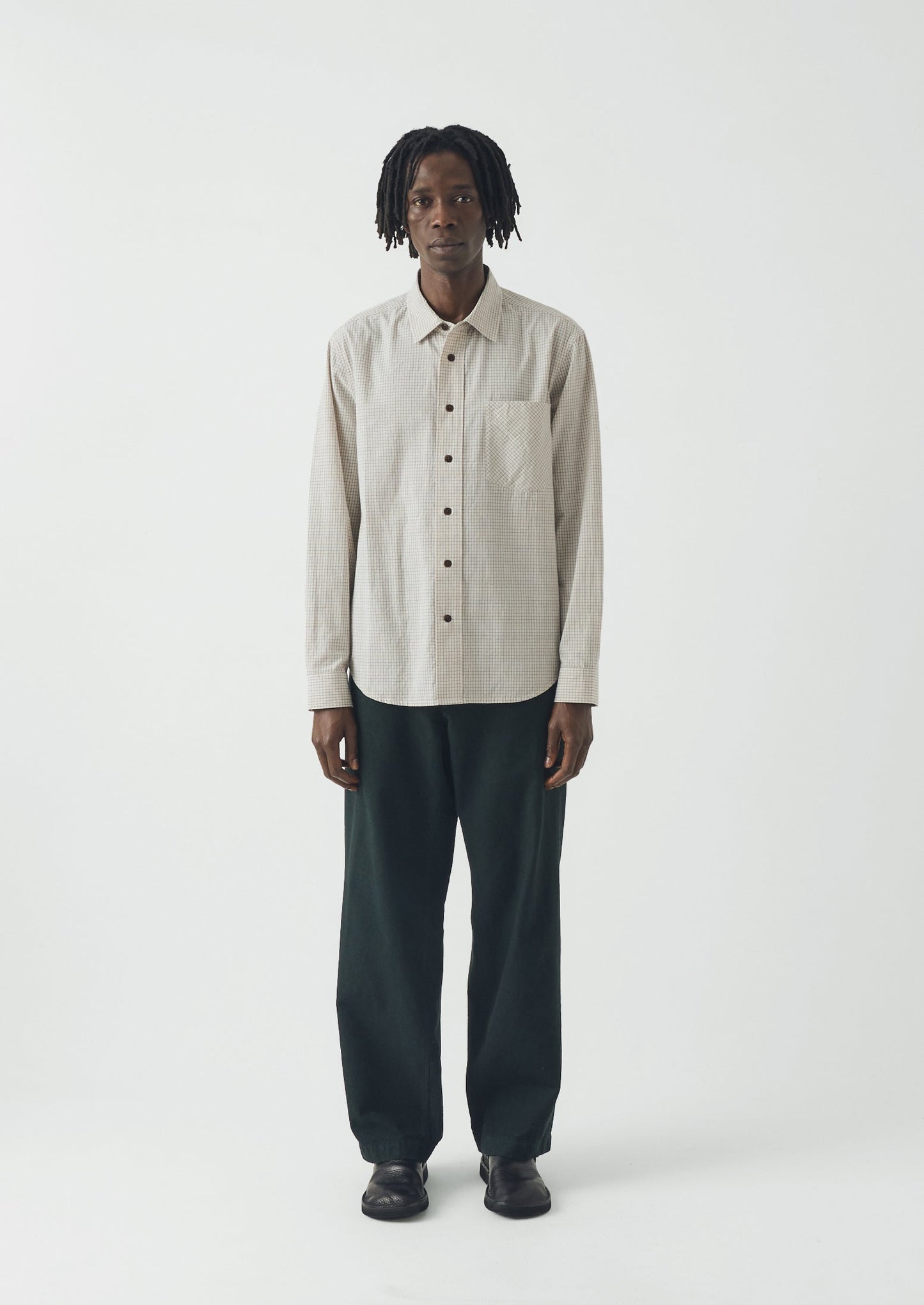 Rory Overdyed Micro Houndstooth Cotton Trousers | Oil Green