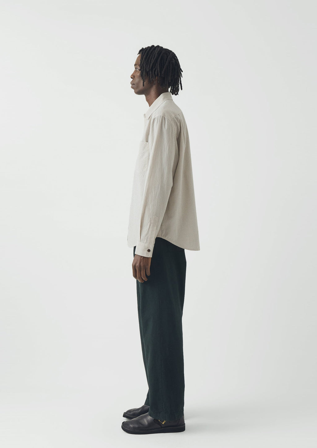 Rory Overdyed Micro Houndstooth Cotton Trousers | Oil Green