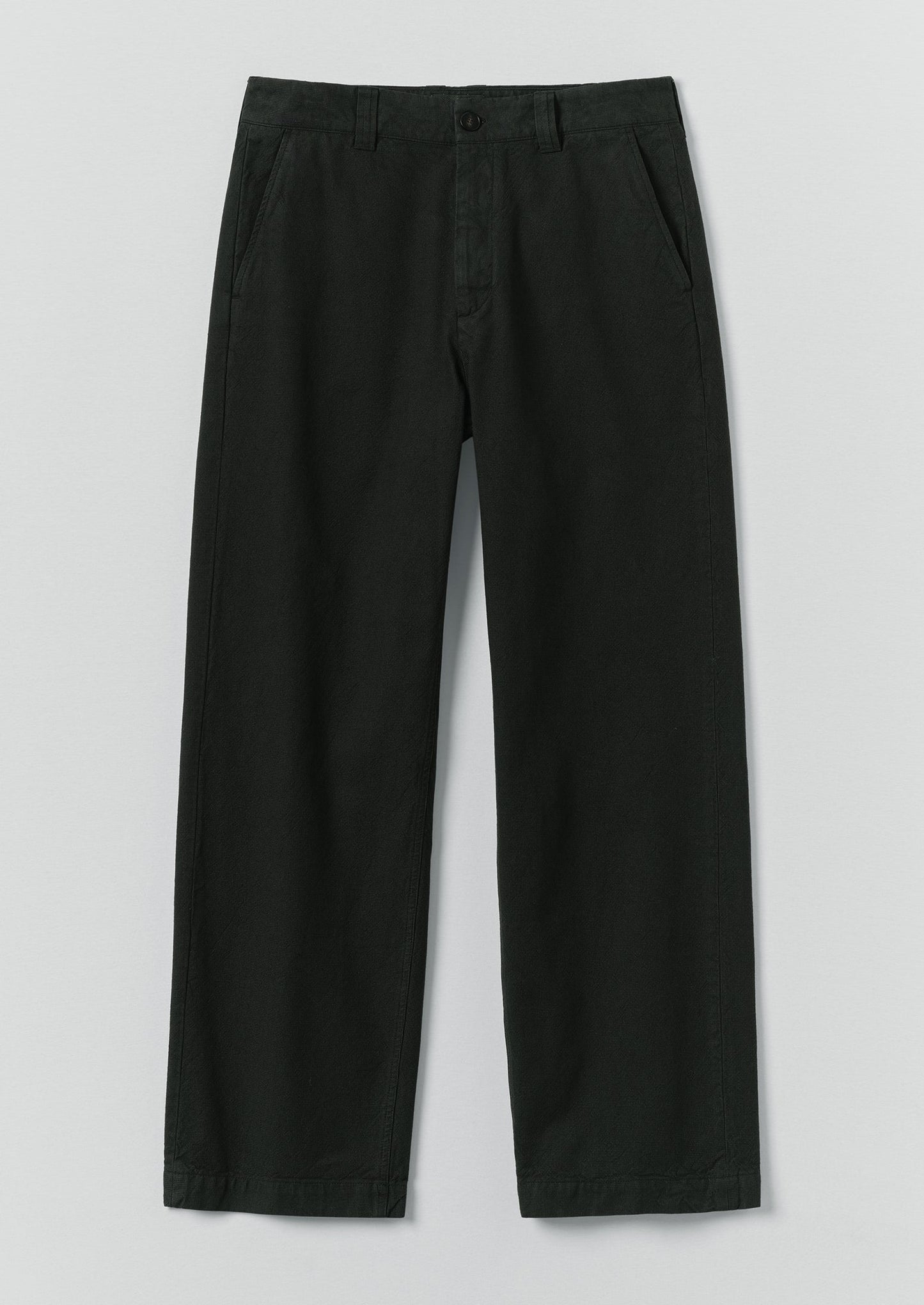 Rory Overdyed Micro Houndstooth Cotton Trousers | Oil Green