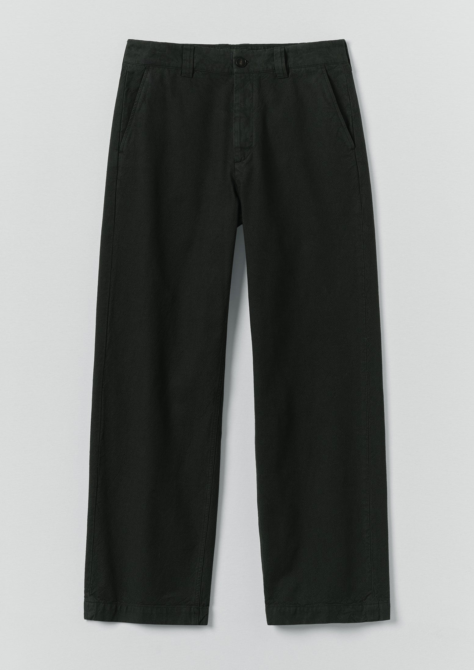 Rory Overdyed Micro Houndstooth Cotton Trousers | Oil Green