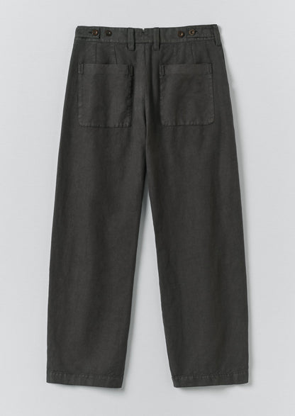 Jude Wide Leg Cotton Twill Trousers | Soft Black