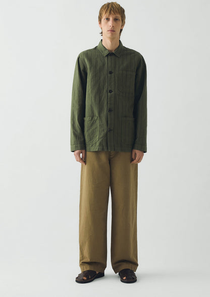 Jude Wide Leg Cotton Twill Trousers | Olive Leaf