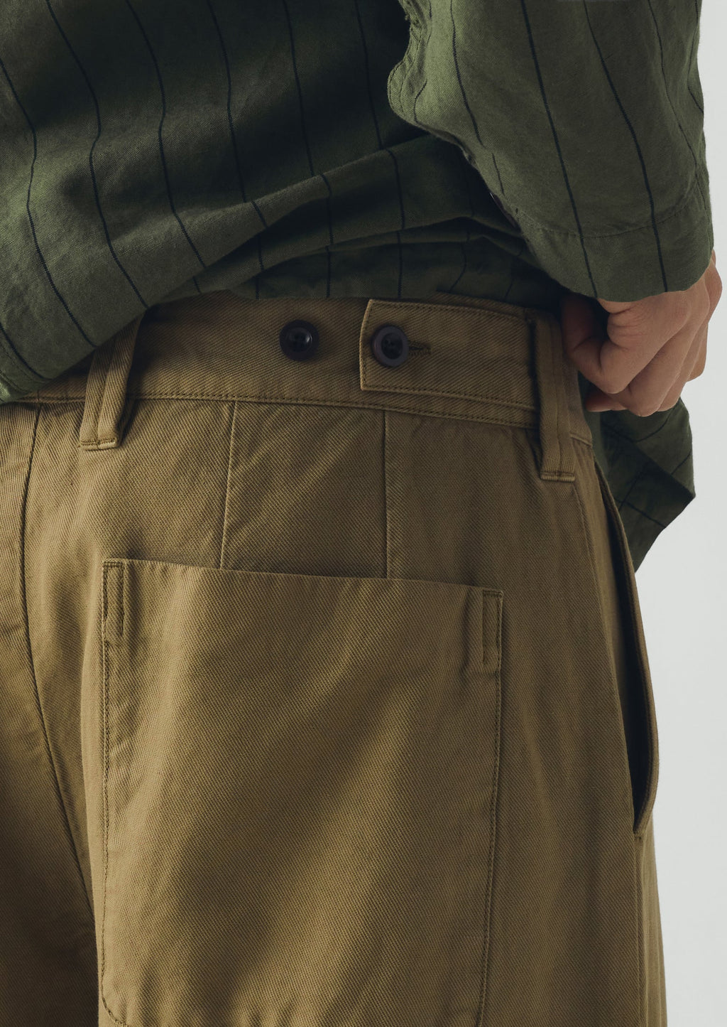 Jude Wide Leg Cotton Twill Trousers | Olive Leaf