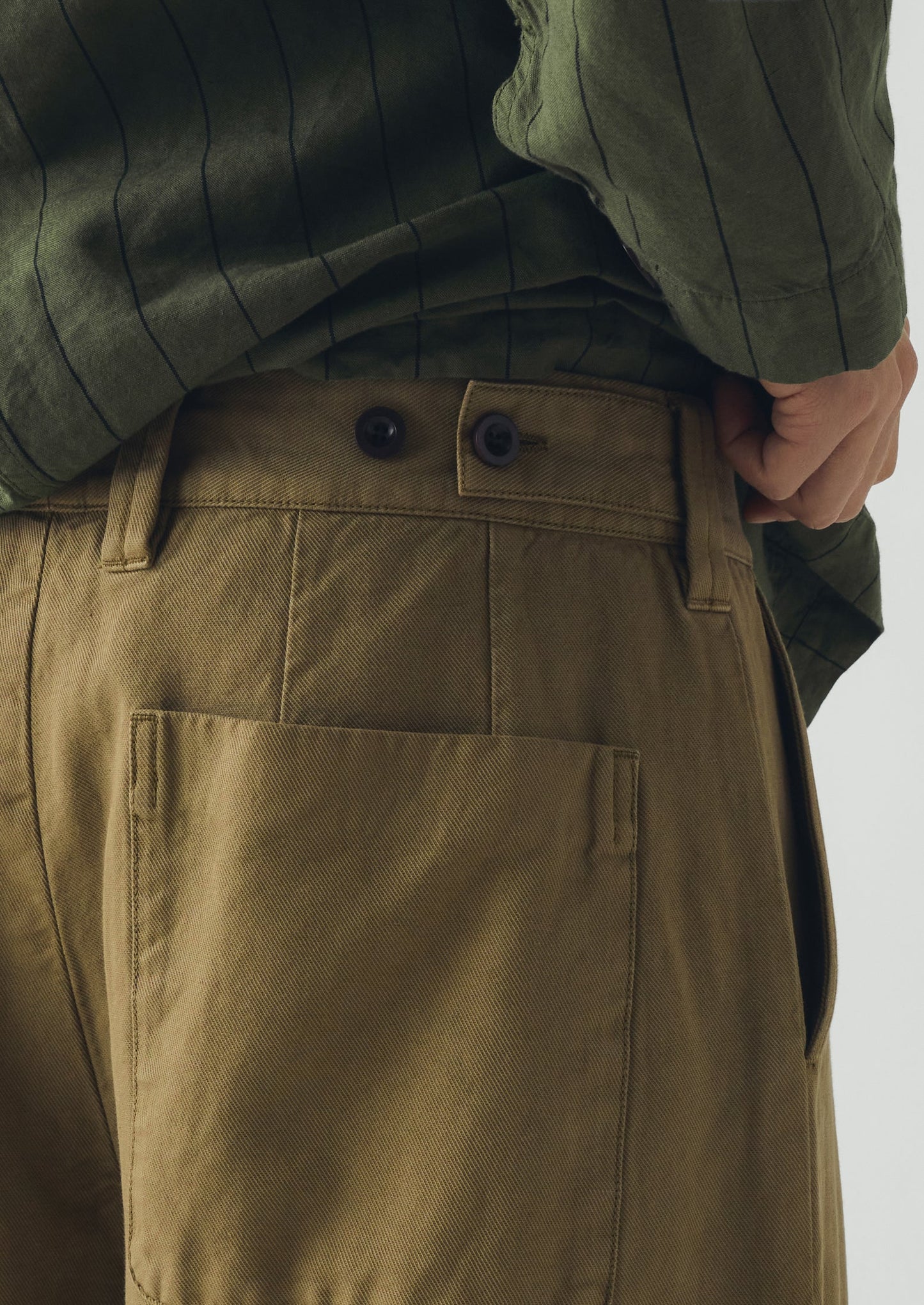 Jude Wide Leg Cotton Twill Trousers | Olive Leaf