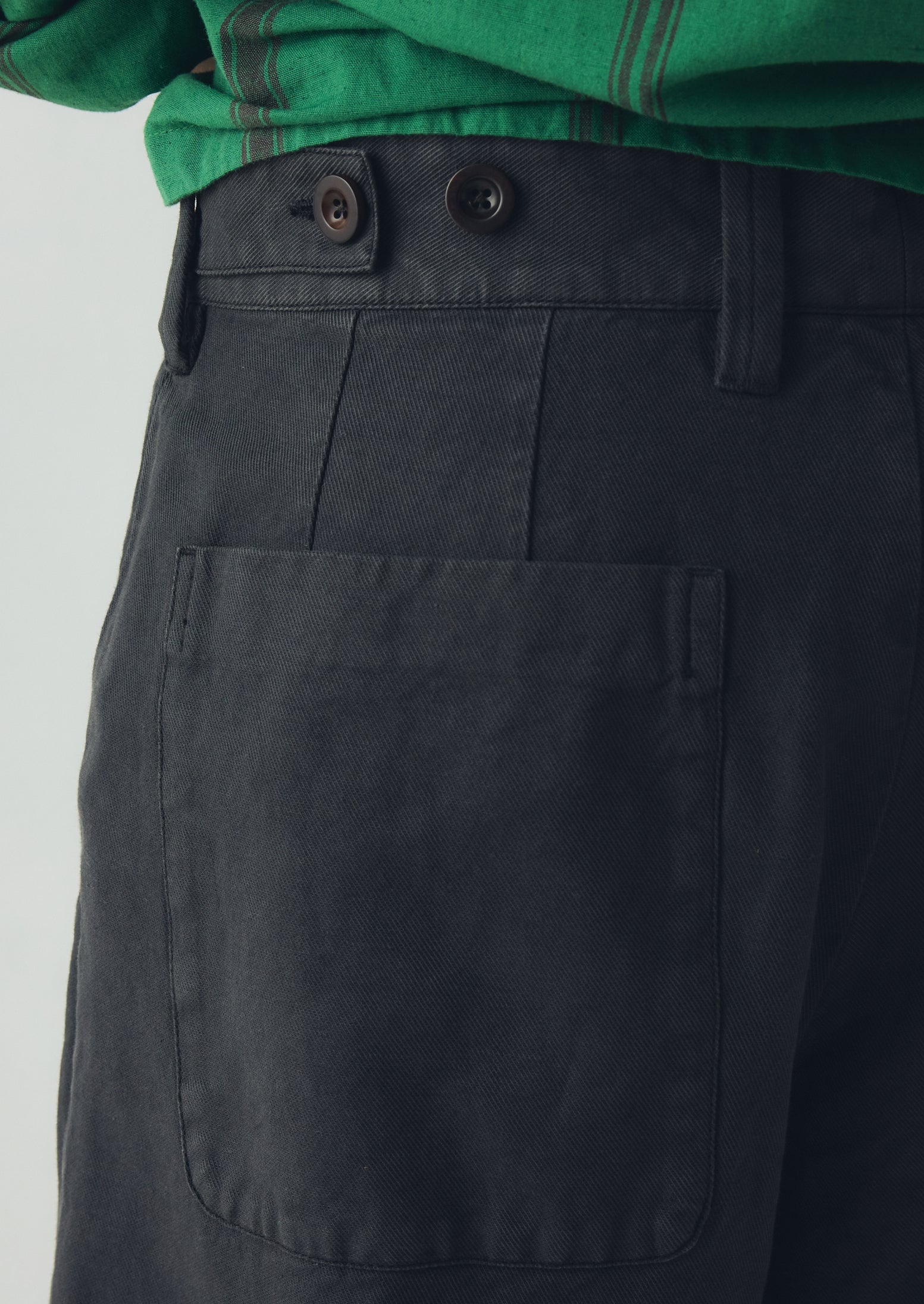 Jude Wide Leg Cotton Twill Trousers | Soft Black