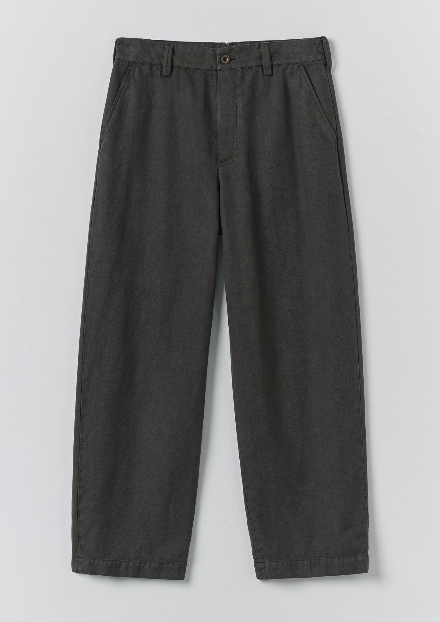 Jude Wide Leg Cotton Twill Trousers | Soft Black