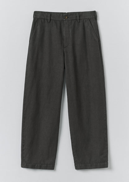 Jude Wide Leg Cotton Twill Trousers | Soft Black