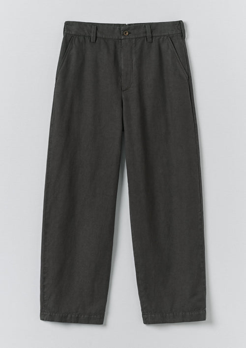 Jude Wide Leg Cotton Twill Trousers | Soft Black