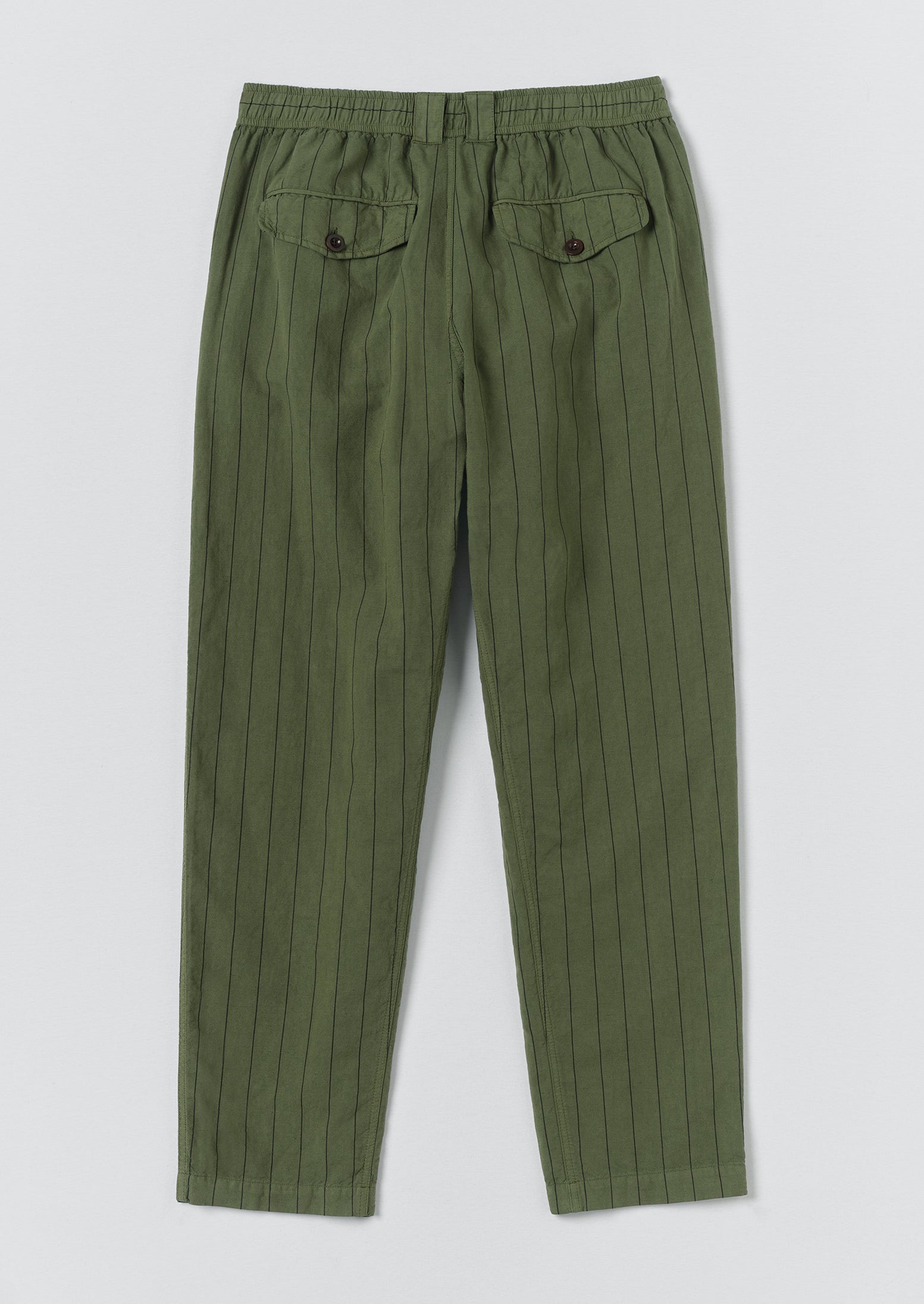 Overdyed Stripe Elasticated Cotton Linen Trousers | Basil