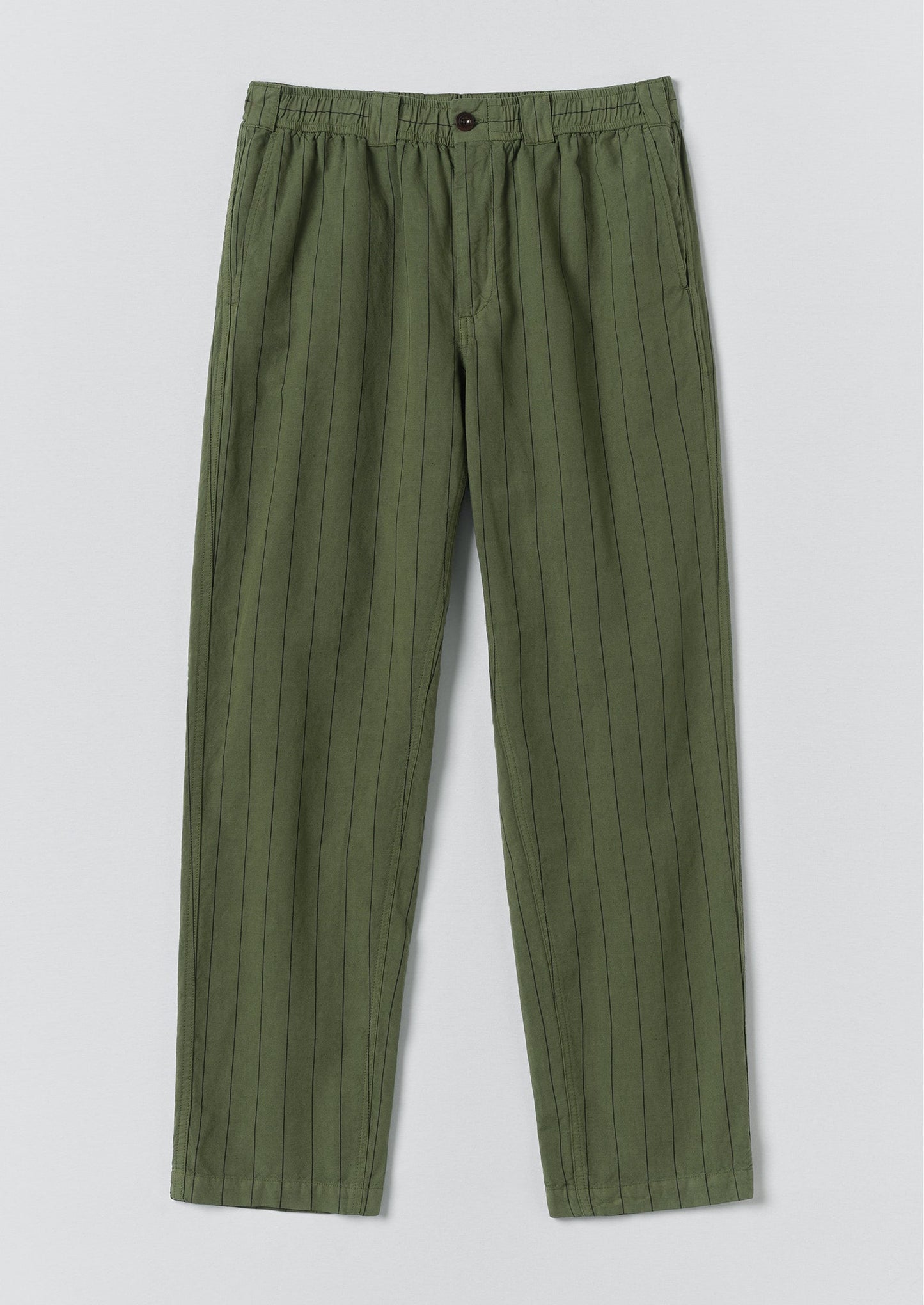 Overdyed Stripe Elasticated Cotton Linen Trousers | Basil