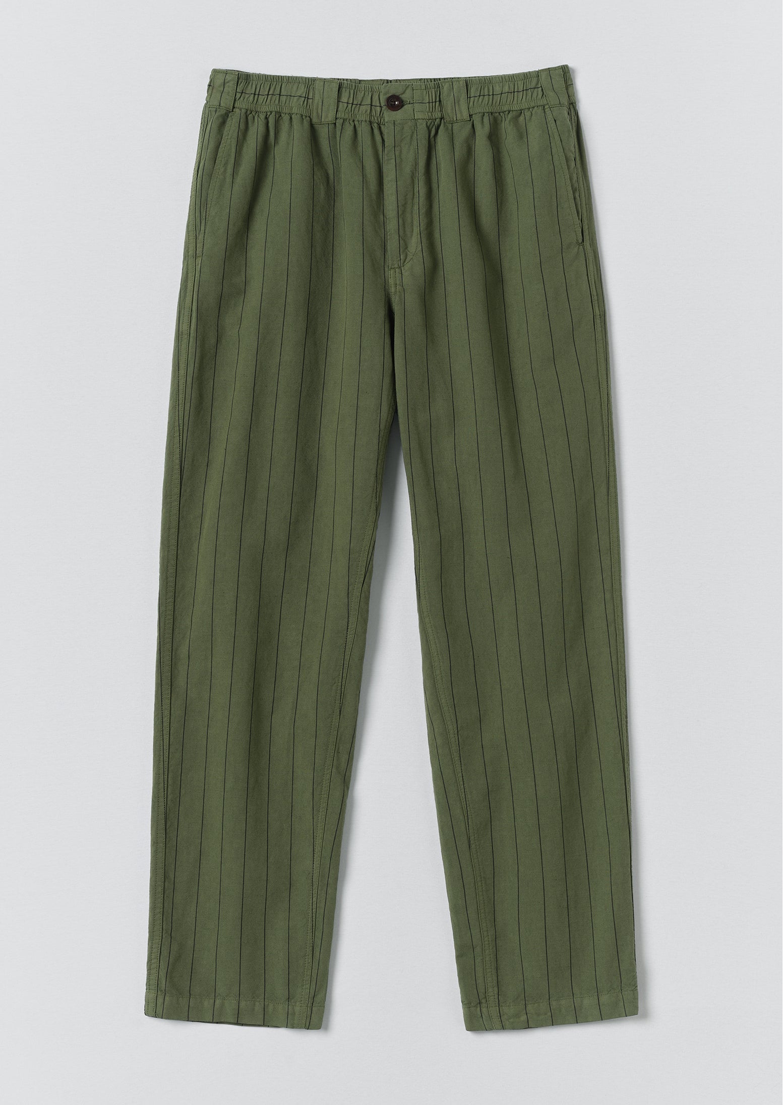 Overdyed Stripe Elasticated Cotton Linen Trousers | Basil