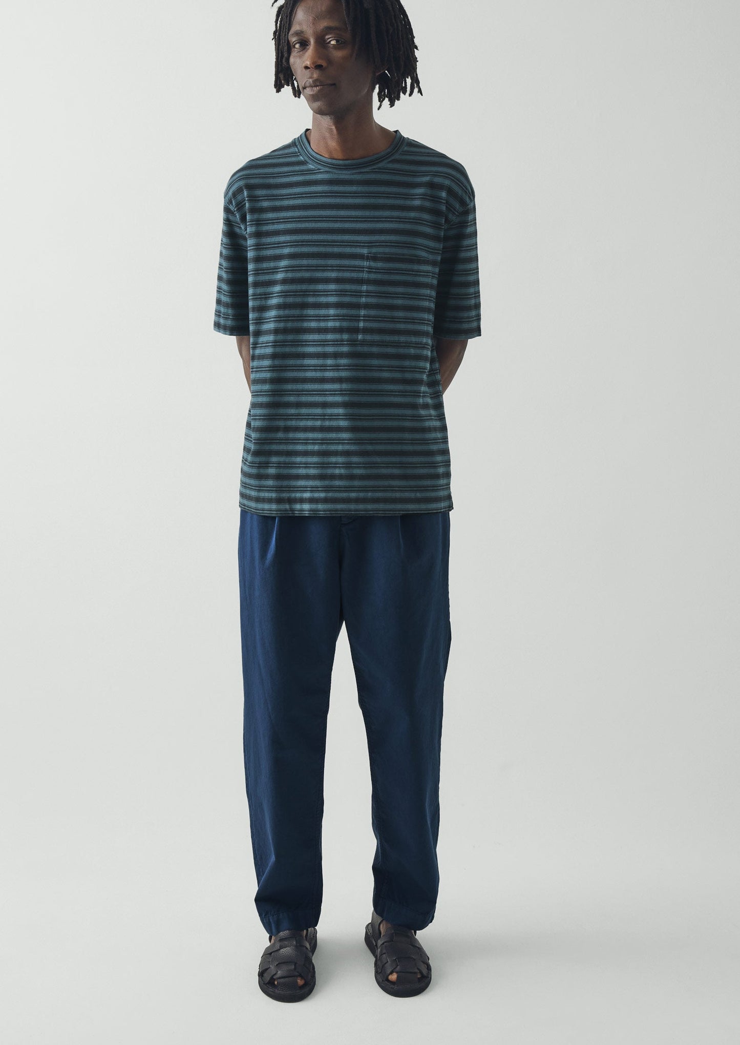 Otto Pleated Cotton Twill Trousers | Smoke Blue