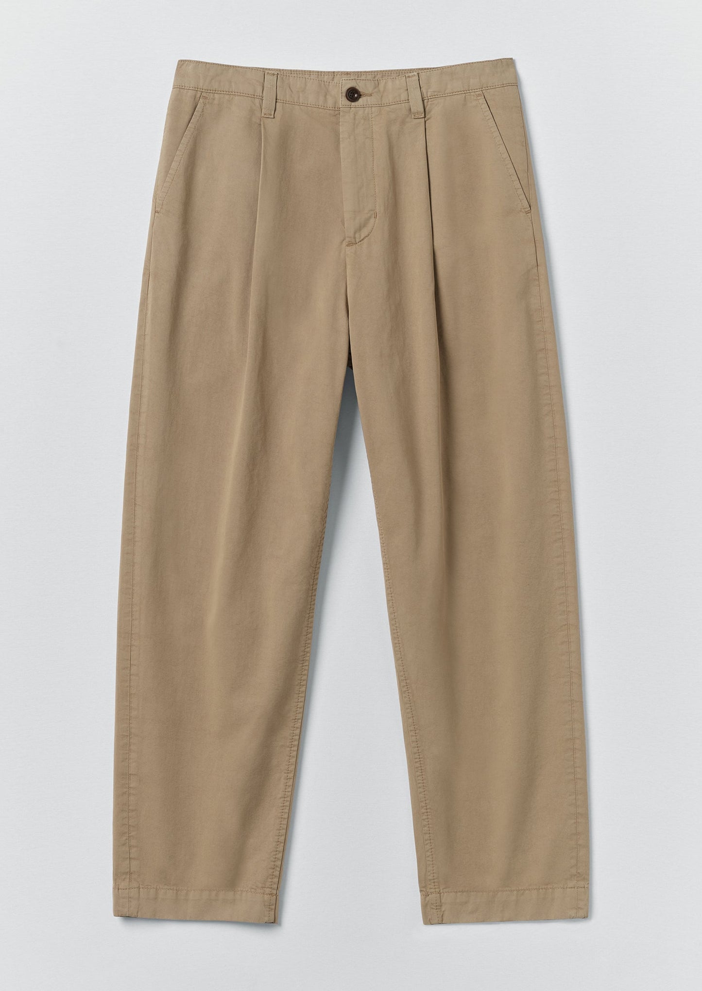 Otto Pleated Cotton Twill Trousers | Oyster