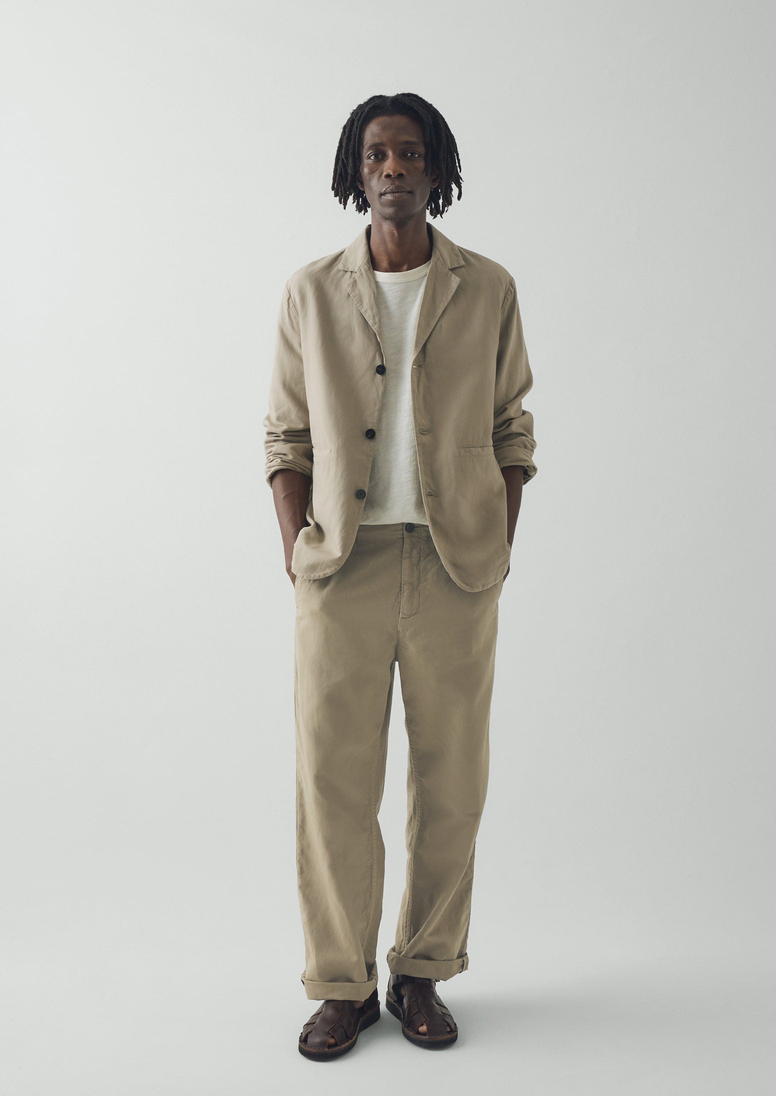 Rory Elasticated Cotton Linen Trousers | Salt