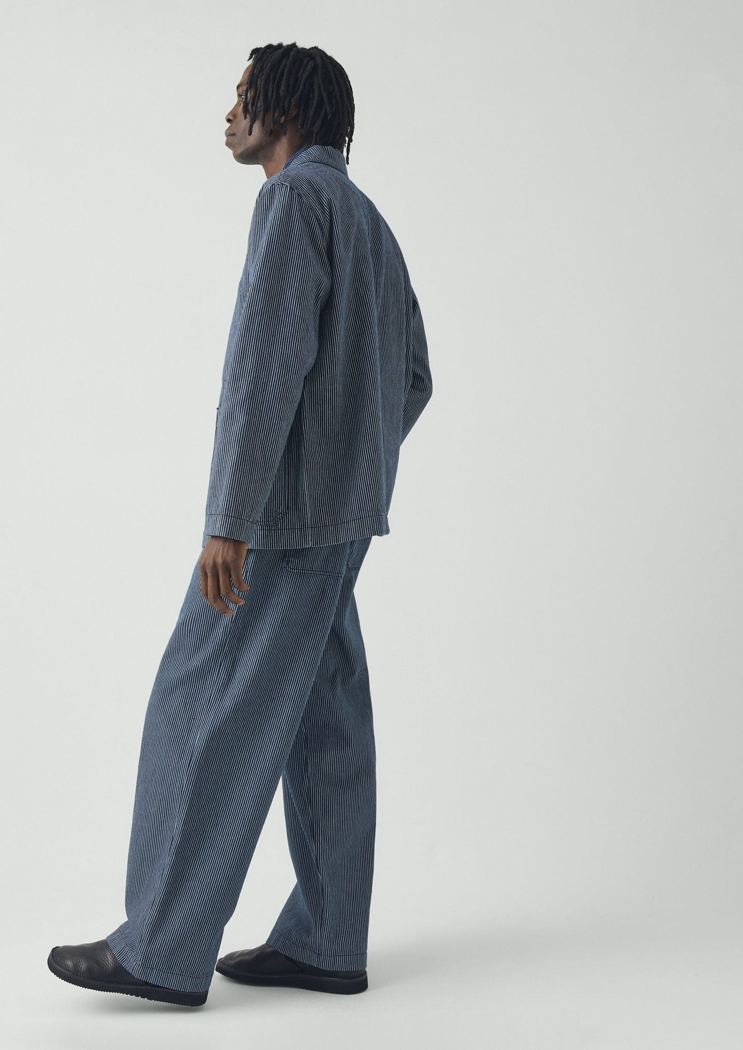 Jude Stripe Wide Leg Denim Trousers | Ecru/Indigo