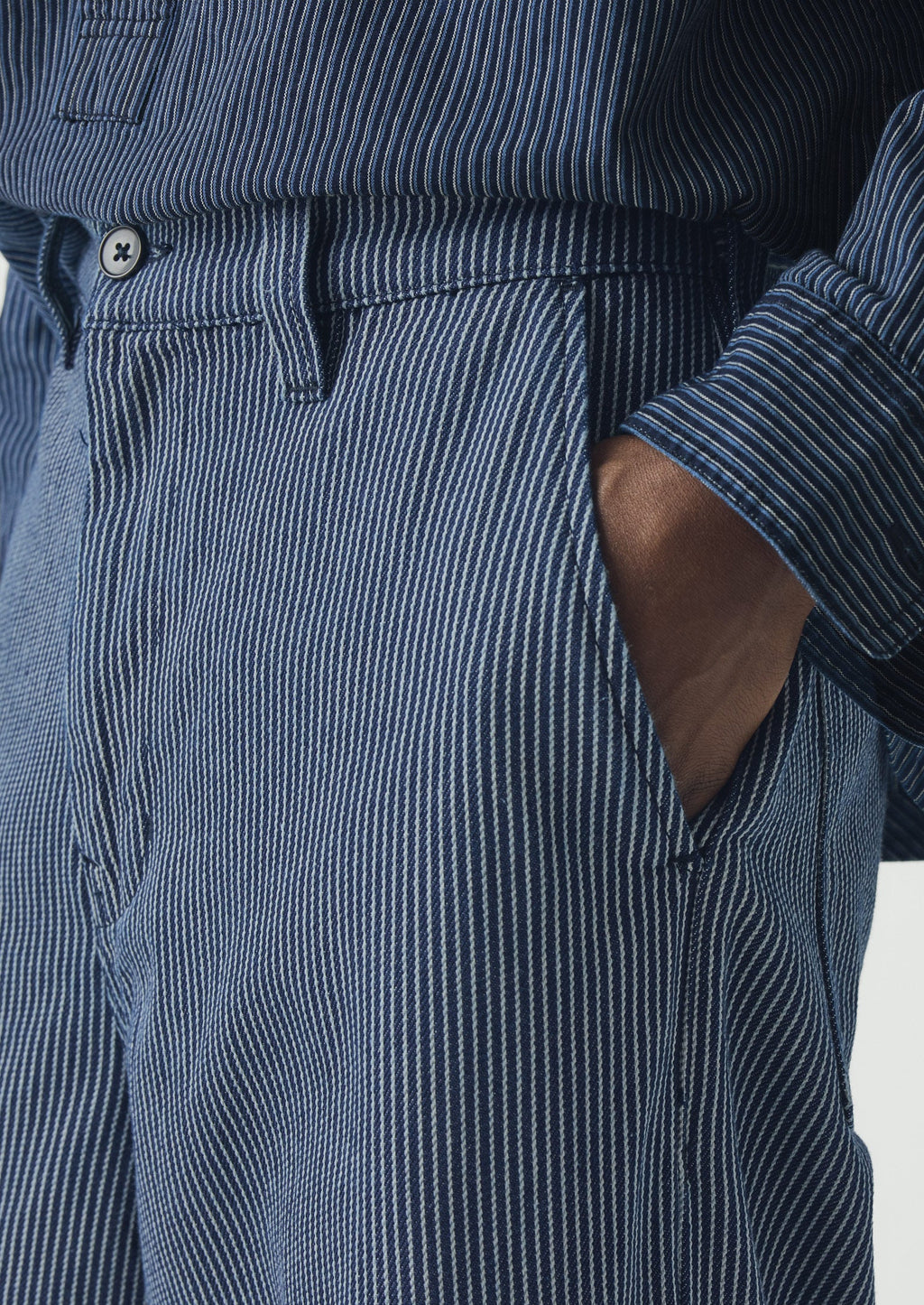 Jude Stripe Wide Leg Denim Trousers | Ecru/Indigo