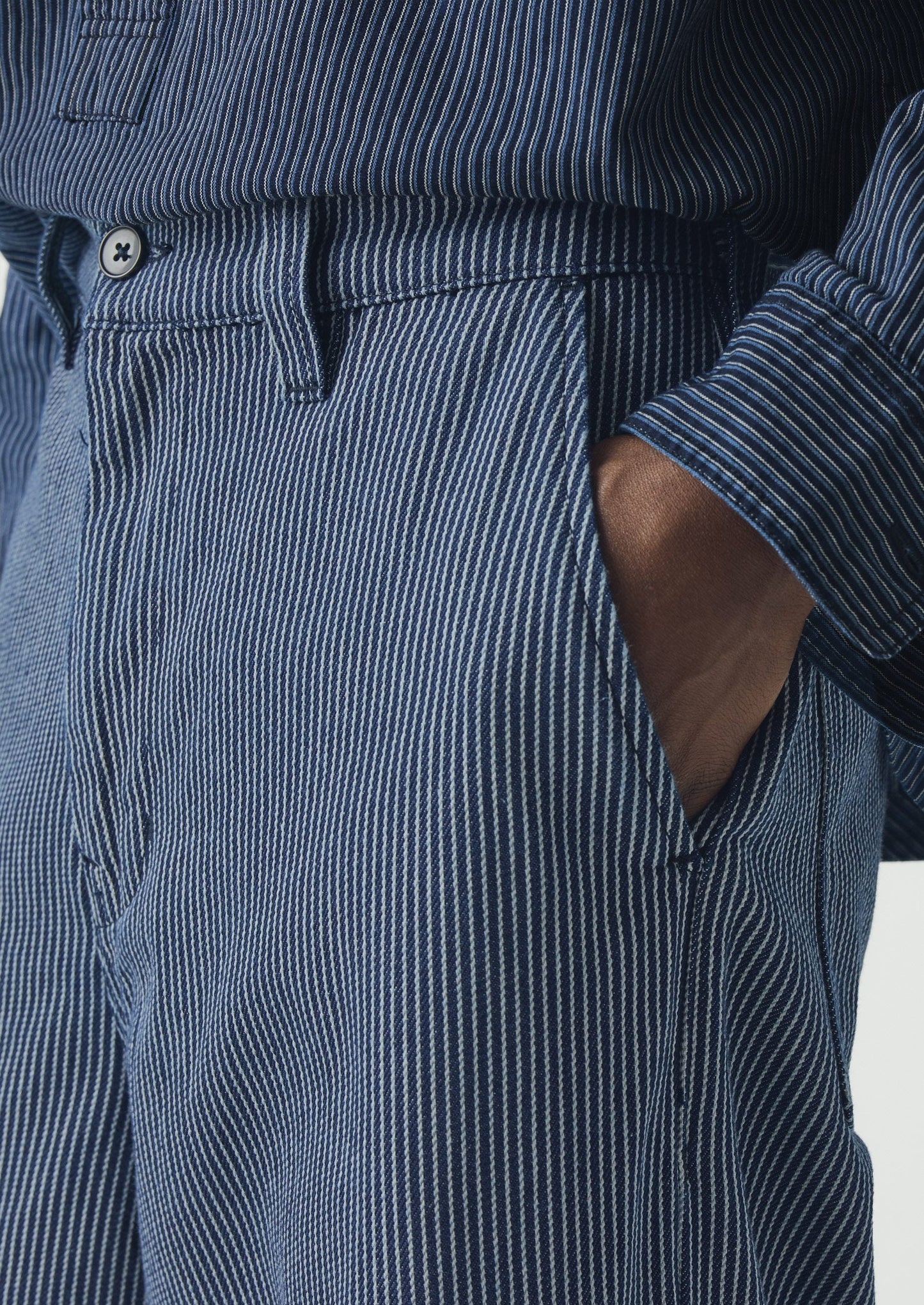 Jude Stripe Wide Leg Denim Trousers | Ecru/Indigo
