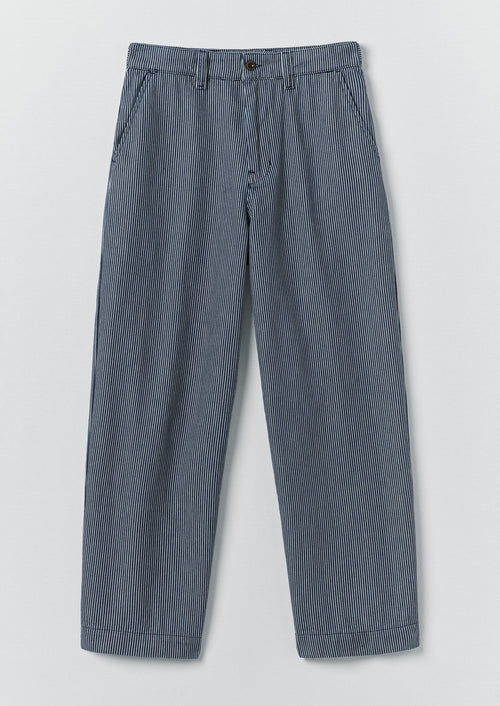 Jude Stripe Wide Leg Denim Trousers | Ecru/Indigo