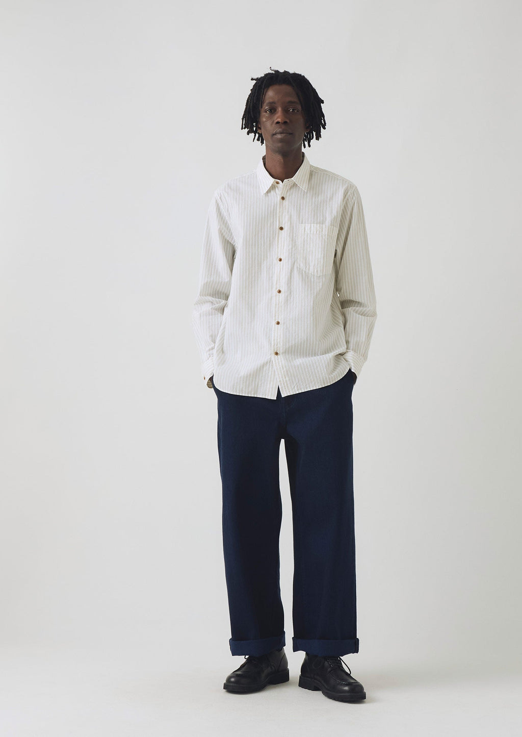 Jacquard Stripe Shirt | Shale Stone