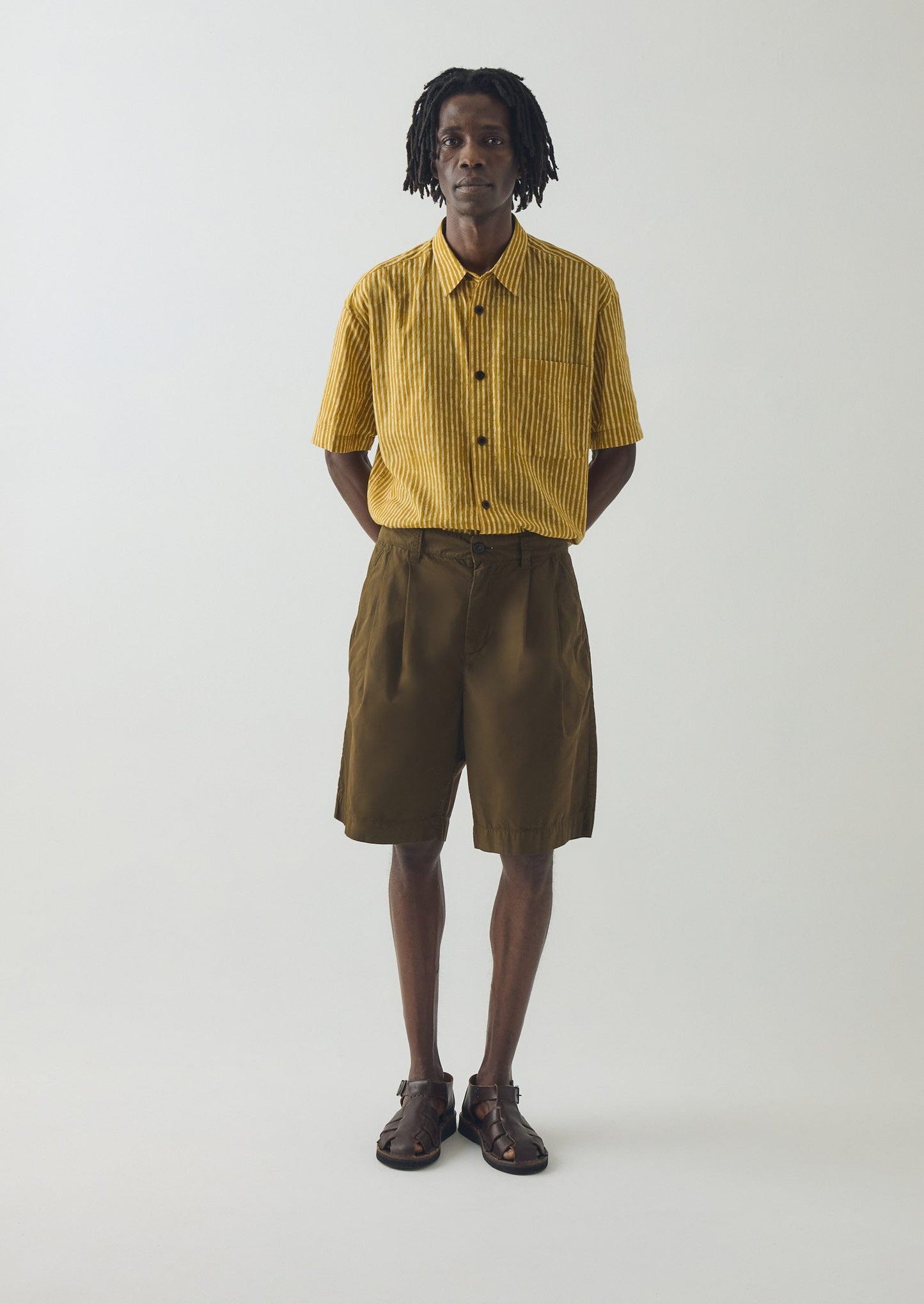 Natural Dye Stripe Cotton Shirt | Turmeric