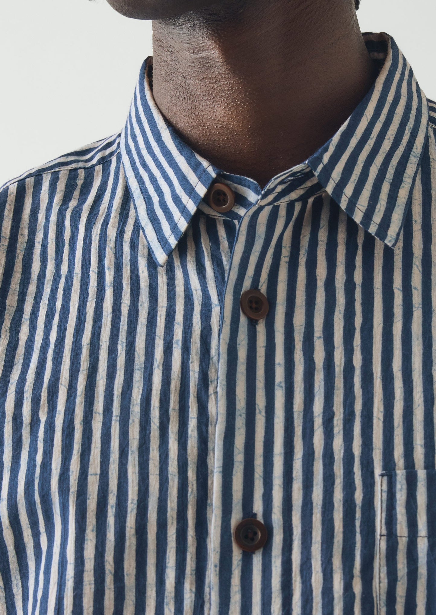 Natural Dye Stripe Cotton Shirt | Indigo
