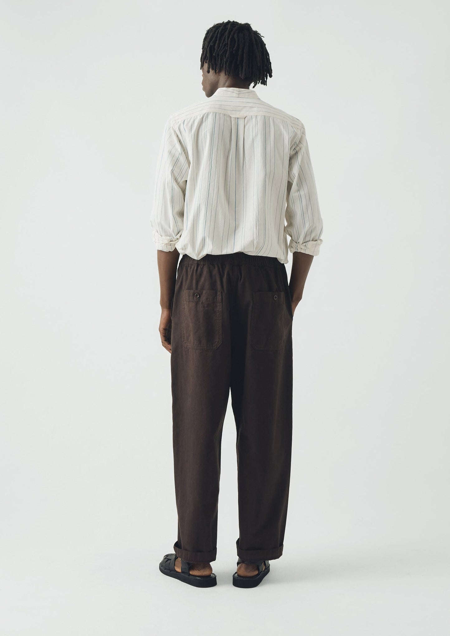 Jasper Irregular Stripe Cotton Shirt | Ecru/Cobalt