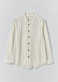 Jasper Irregular Stripe Cotton Shirt | Ecru/Cobalt