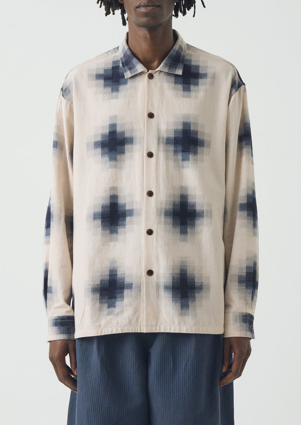 Mosaic Cotton Ikat Shirt | Slate/Putty