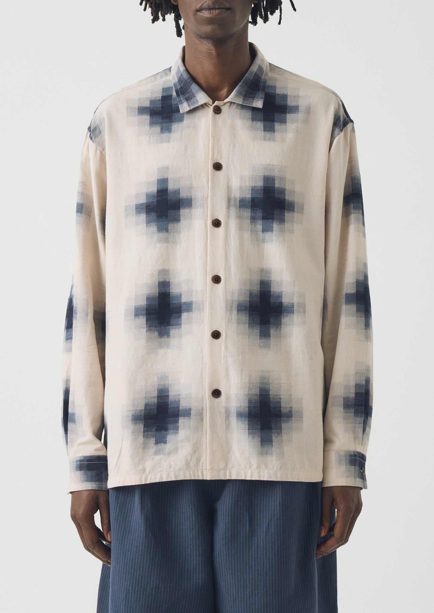 Mosaic Cotton Ikat Shirt | Slate/Putty