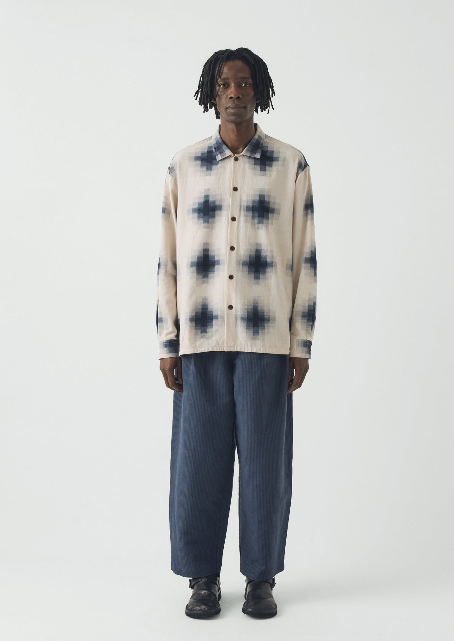 Mosaic Cotton Ikat Shirt | Slate/Putty