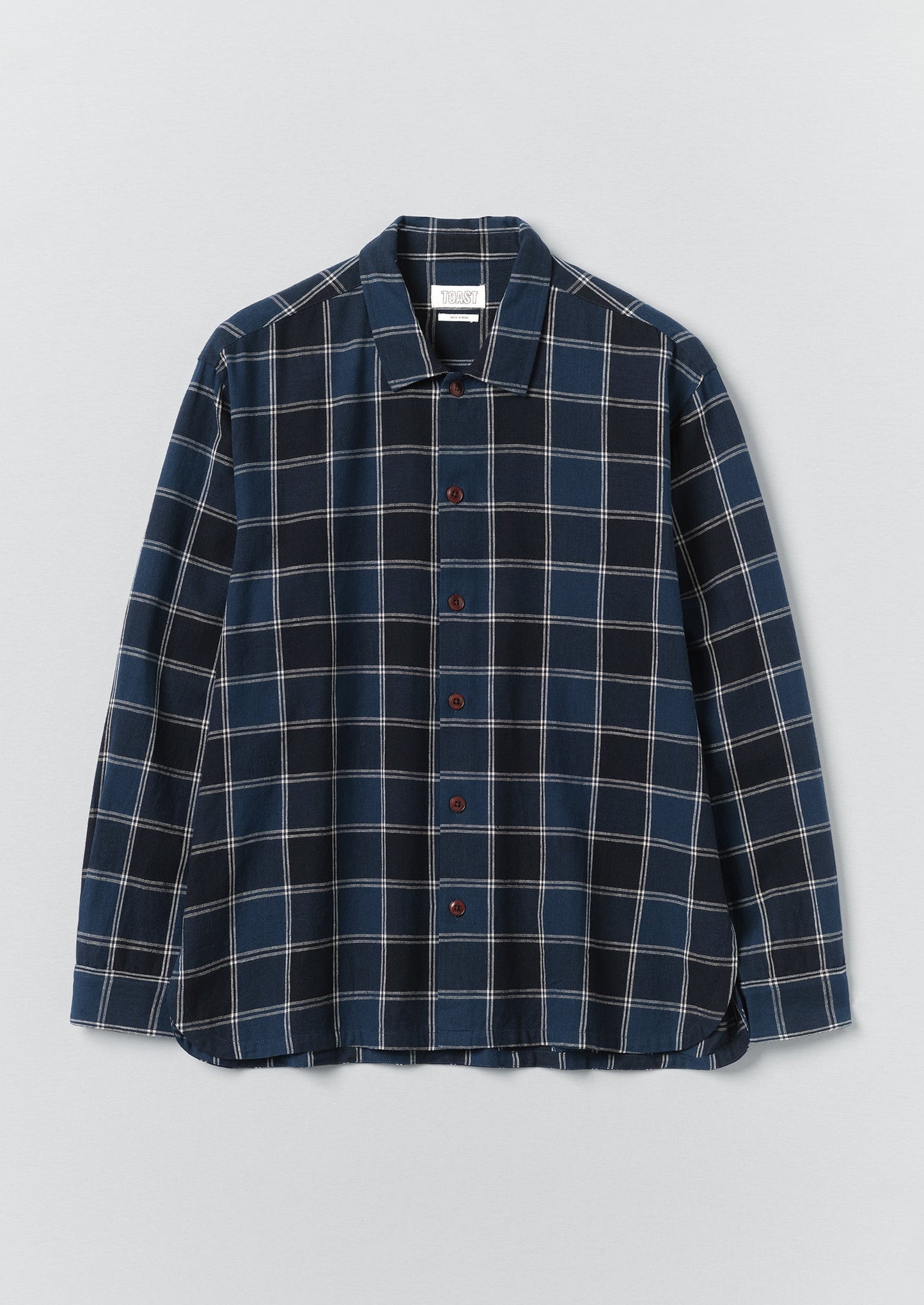 Market Check Cotton Linen Easy Shirt | Denim Blue