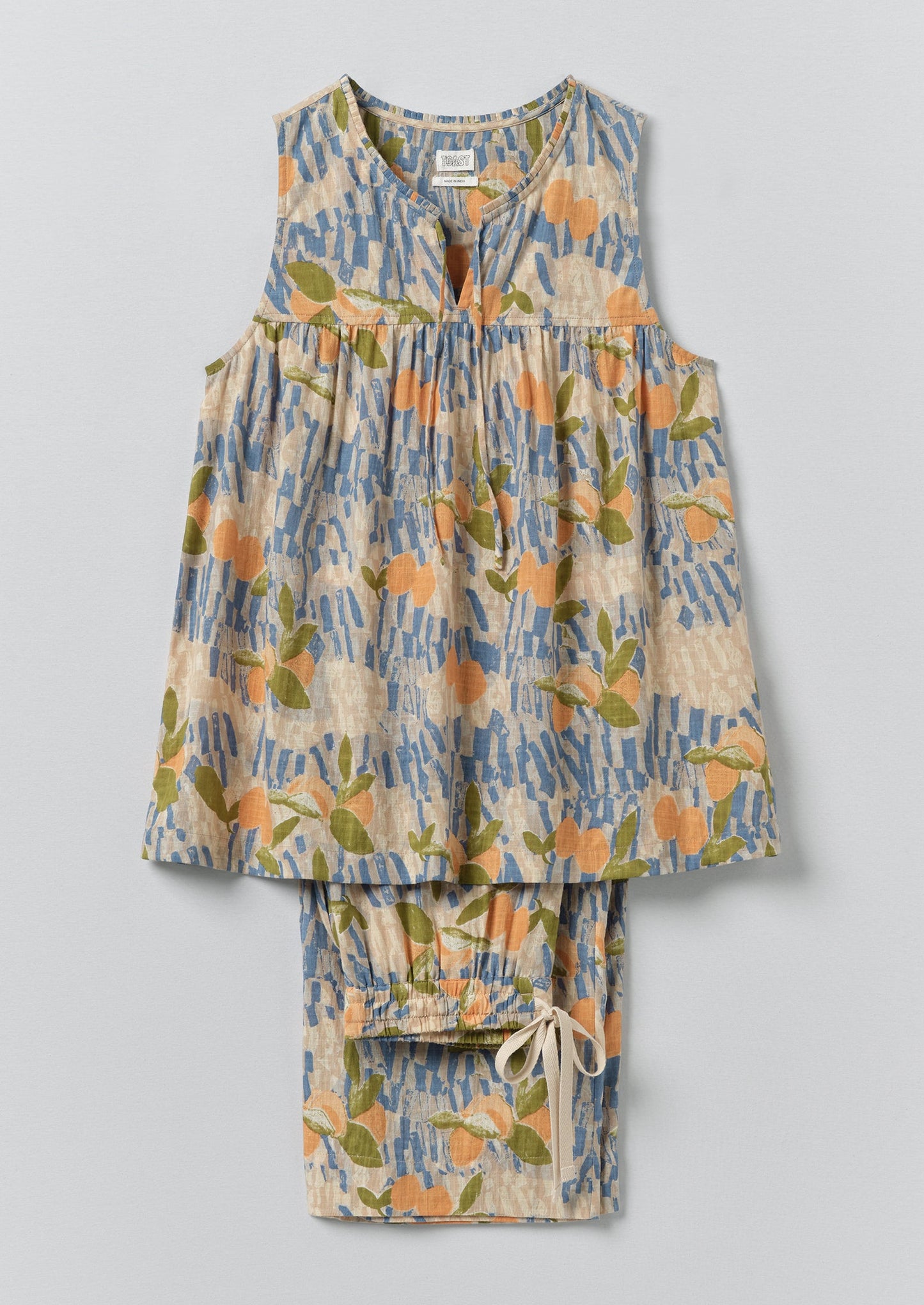 Picnic Print Cotton Pyjamas | Ecru/Multi