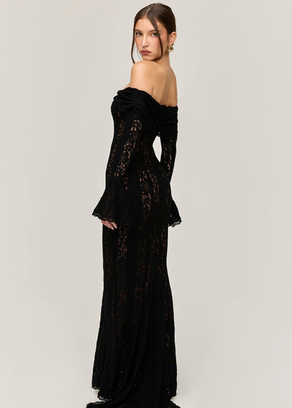 Livette - Vintage Off Shoulder Maxi Dress