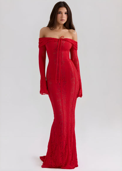 Livette - Vintage Off Shoulder Maxi Dress