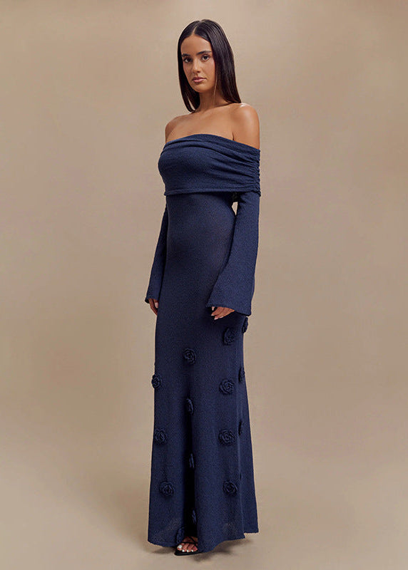 Livette - Shoulder Knit Maxi Dress