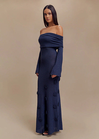 Livette - Shoulder Knit Maxi Dress