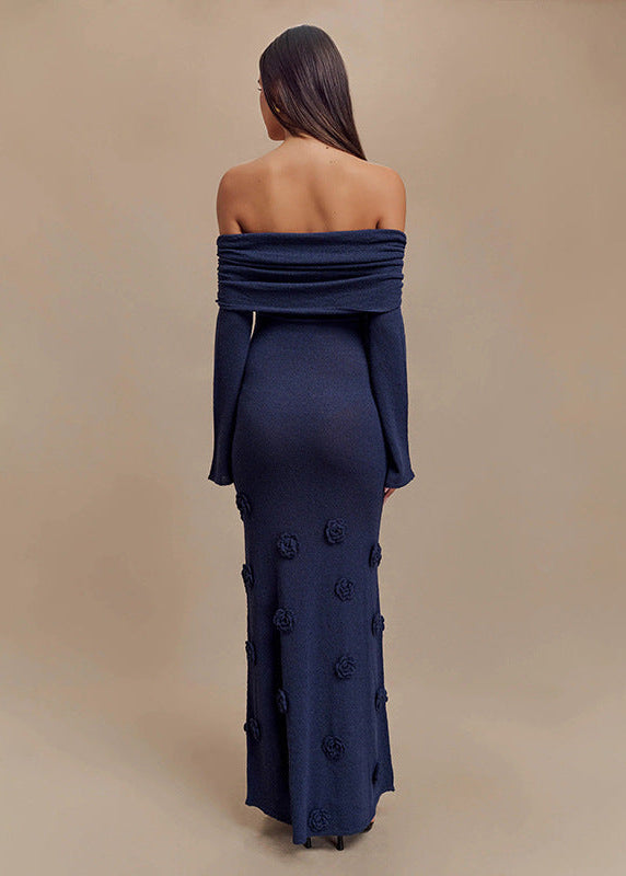 Livette - Shoulder Knit Maxi Dress