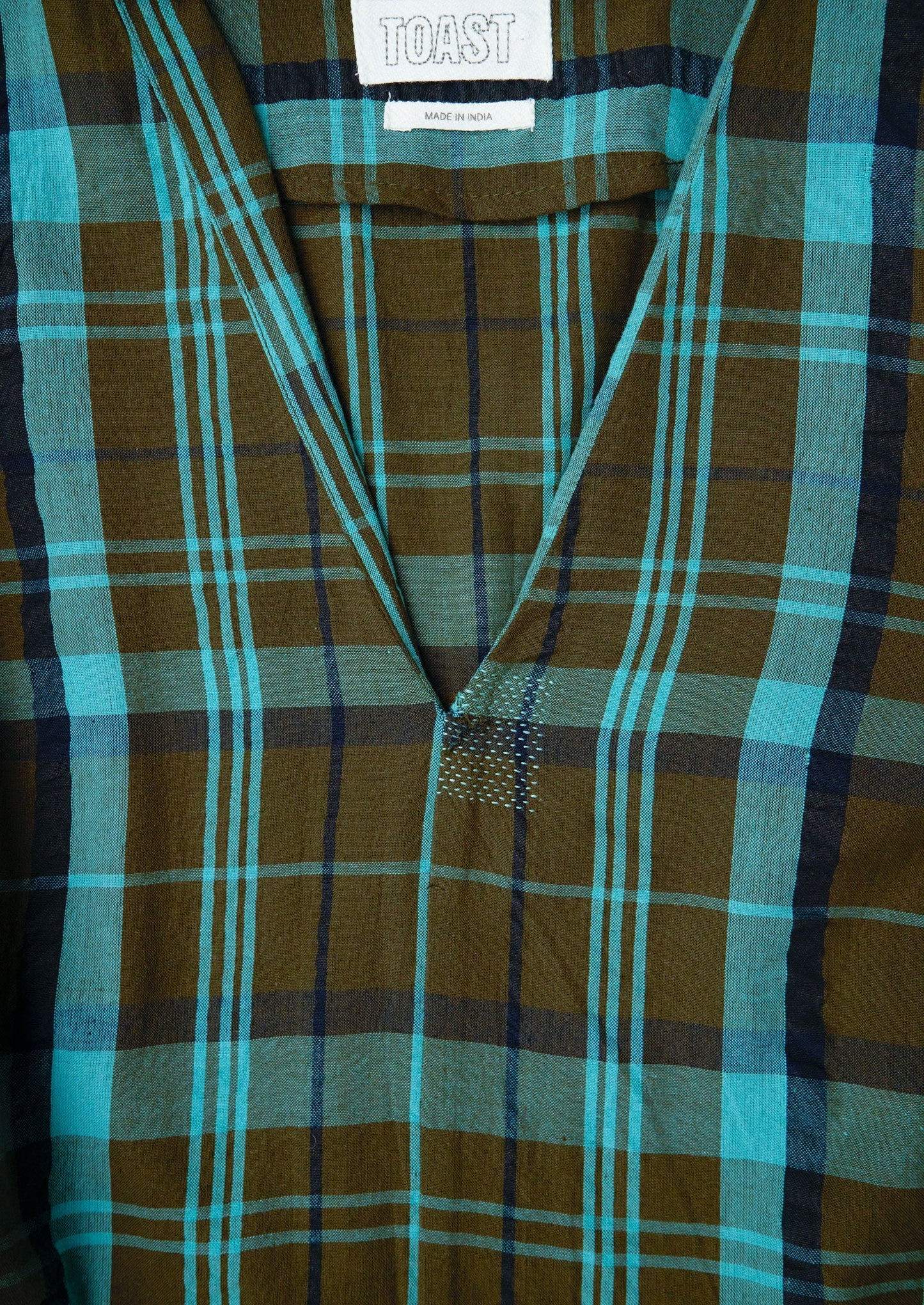Renewed Astrid Check Seersucker Dress Size 16 (112) | Oil/Sea Green