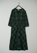 Renewed Astrid Check Seersucker Dress Size 16 (112) | Oil/Sea Green