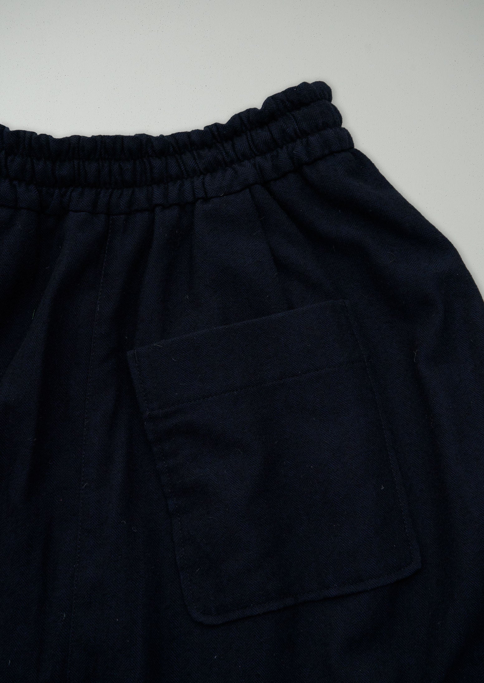 Renewed Cotton Wool Herringbone Pull on Trousers Size XS (53) | Dark Navy