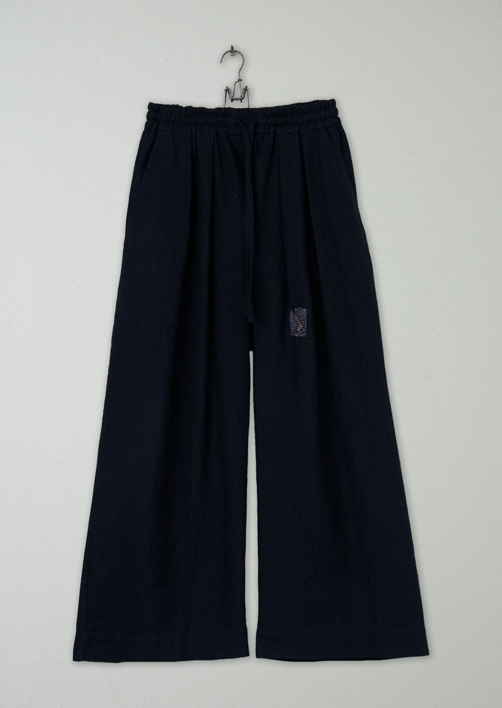 Renewed Cotton Wool Herringbone Pull on Trousers Size XS (53) | Dark Navy