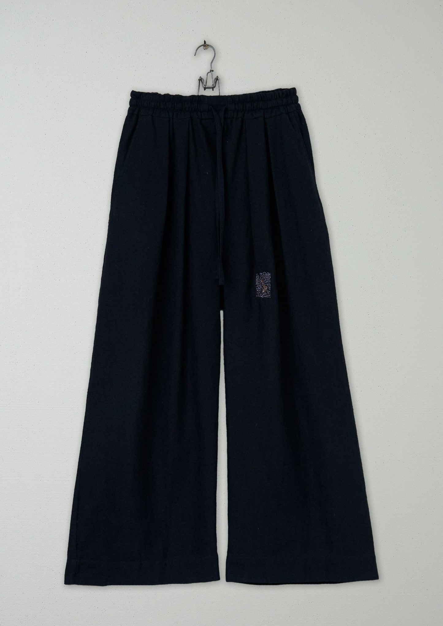 Renewed Cotton Wool Herringbone Pull on Trousers Size XS (53) | Dark Navy