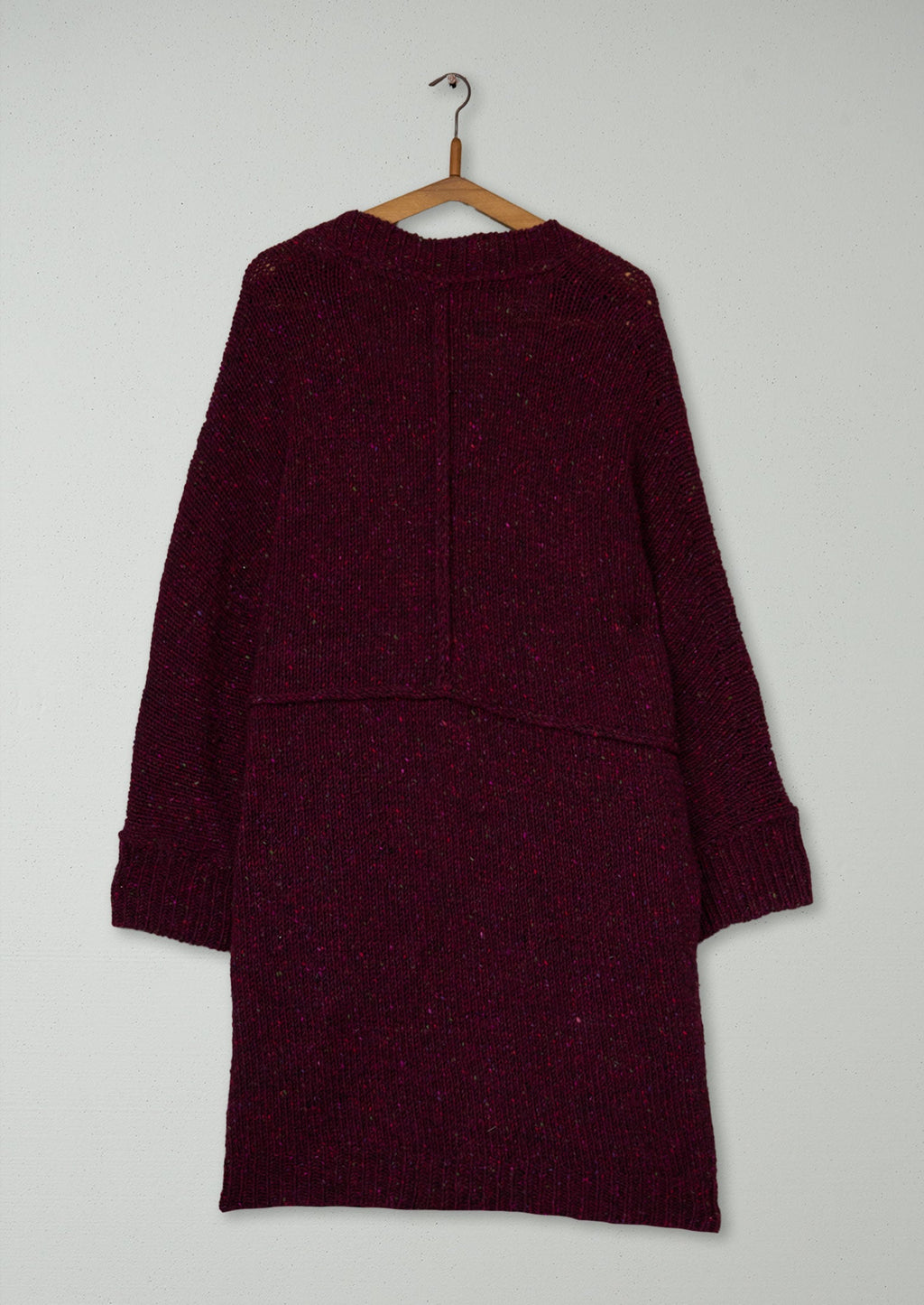 Reworn Knitted Tweed Coat Size S (598) | Damson