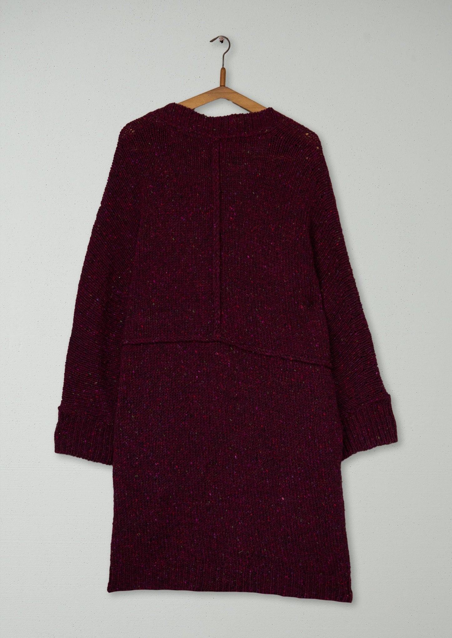 Reworn Knitted Tweed Coat Size S (598) | Damson