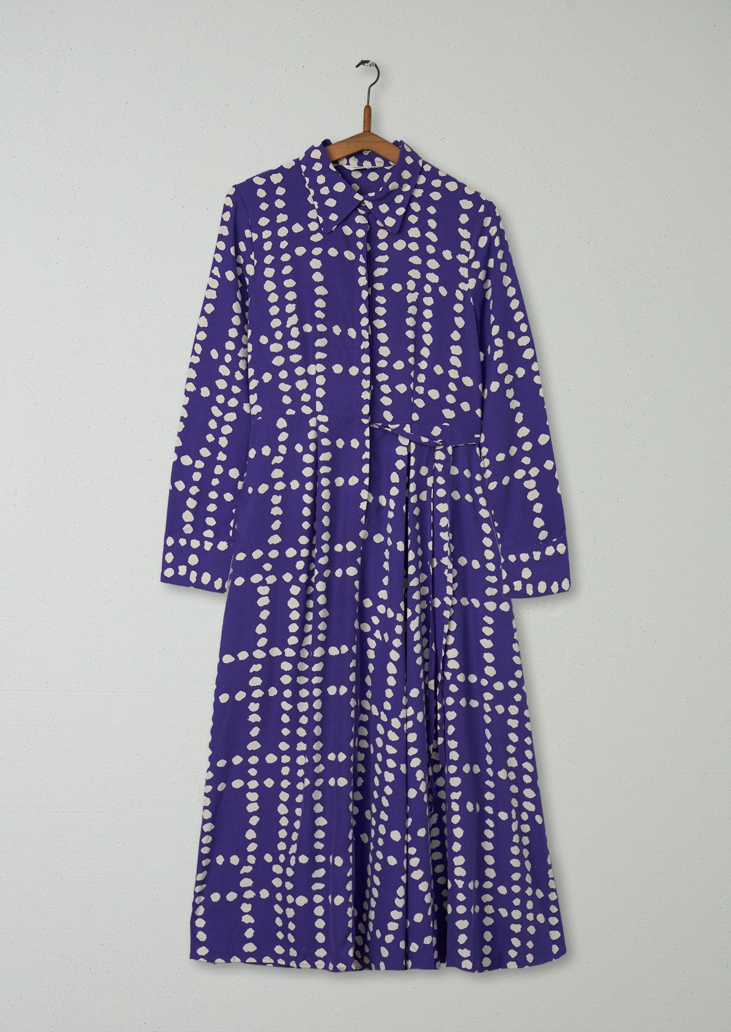 Reworn Spot Silk Dress Size 6 (1426) | Violet